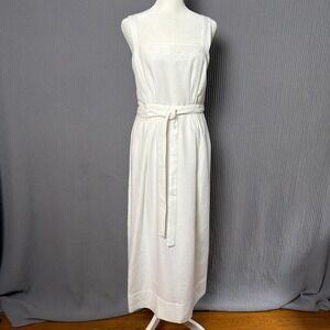 G.‎ Label Goop Linen Maxi Camilla Wrap Dress Summer 6 White NWOT Boho Minimalist